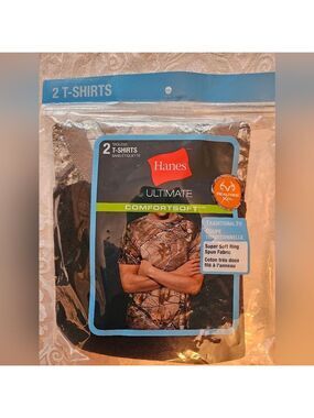 Hanes Realtree Collab ComfortSoft Camo Short Sleeve T-Shirt 2-Pack, Small, NWT